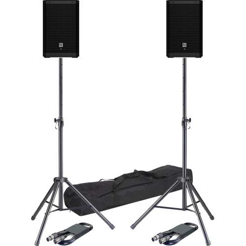 Electro-Voice ZLXG2 8P, Active PA Speakers + Stands & Leads Bundle