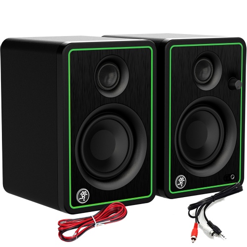 Mackie CR3X-BT Active DJ Speakers With Bluetooth + Cables Bundle