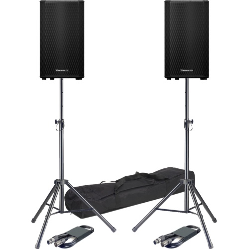 Pioneer DJ XPRS152, 15'' Active PA Speakers + Tripod Stands & Leads Bundle Deal