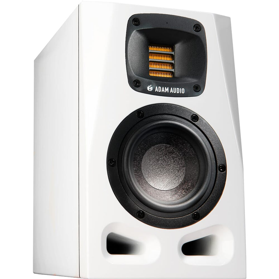 Adam Audio A4V White Active Studio Monitors + Isolation Pads + Leads Bundle