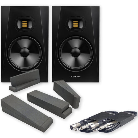 Adam Audio T8V Active Studio Monitors + Isolation Pads & Leads Bundle