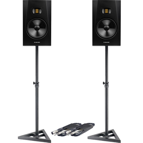Adam Audio T8V Active Studio Monitors + Stands & Leads Bundle