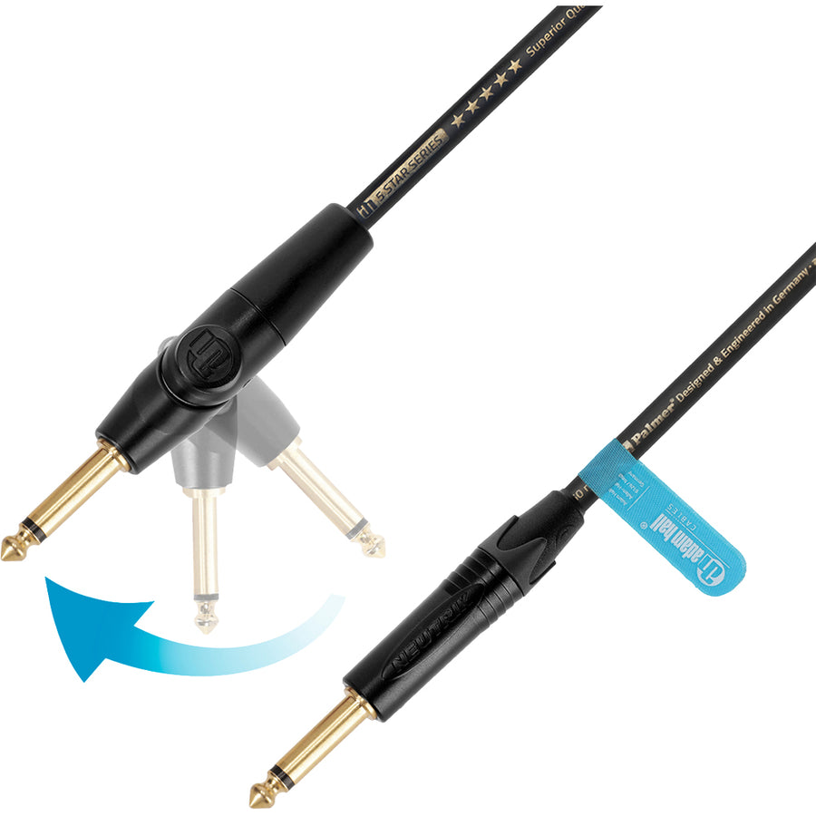 Adam Hall FLIPJACK® Instrument Cable, Straight and Angled Jack (Length of Your Choice)