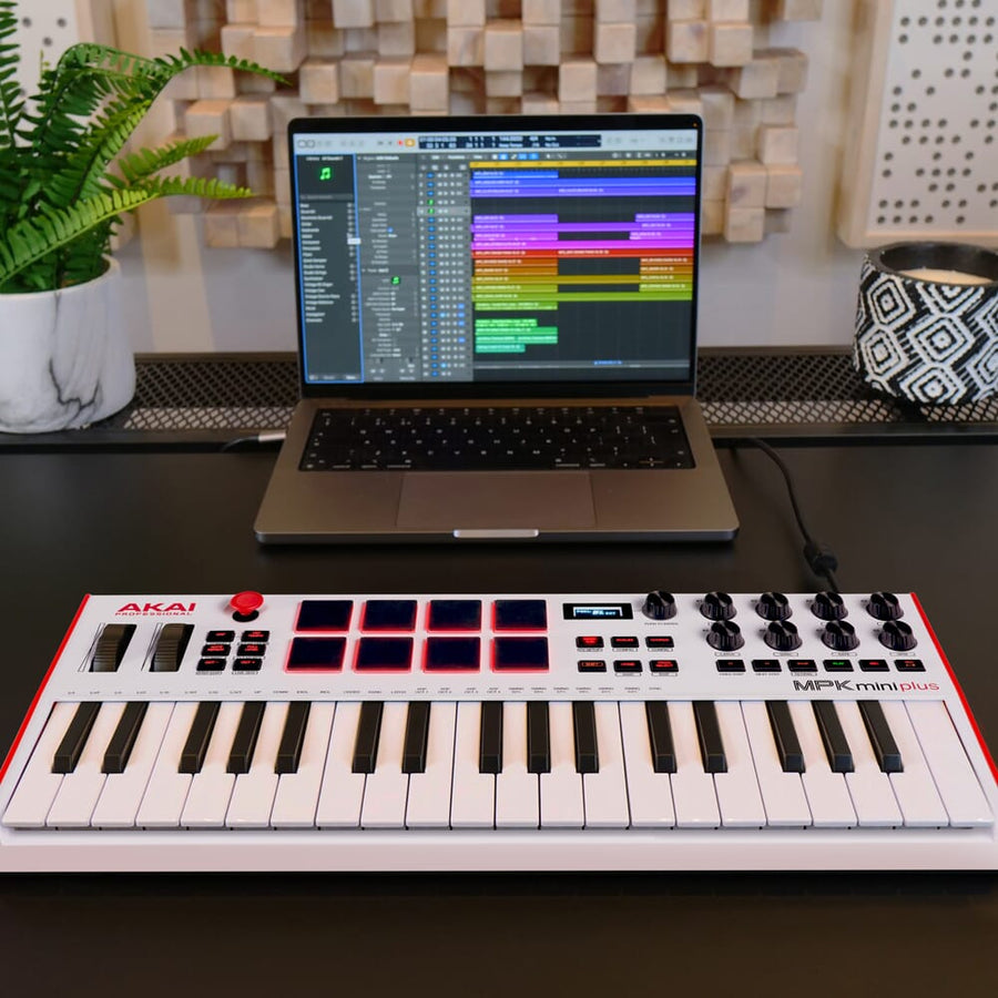 Akai Professional MPK Mini Plus White, MIDI Controller Keyboard + Komplete Select