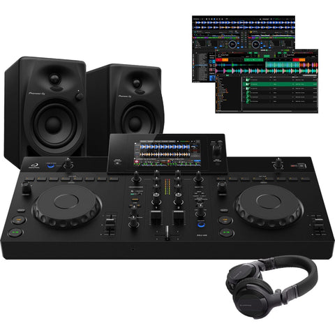 AlphaTheta XDJ-AN Standalone DJ Controller, DM-40D Black Speakers, HDJ-CUE1 Headphones Bundle Deal