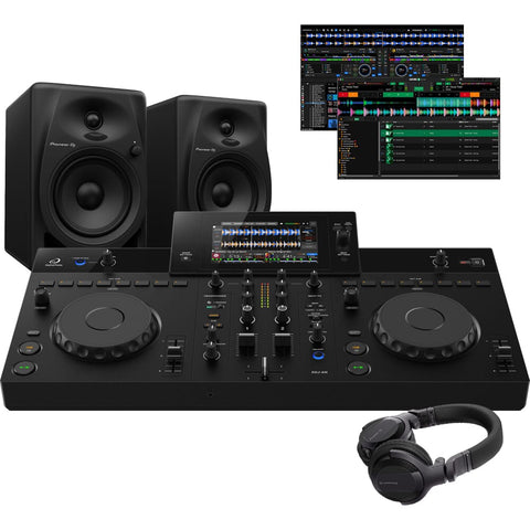 AlphaTheta XDJ-AN Standalone DJ Controller, DM-50D Black Speakers, HDJ-CUE1 Headphones Bundle Deal