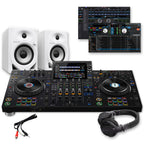 AlphaTheta XDJ-AZ Standalone DJ Controller, DM-50D White Speakers + HDJ-CUE1 Headphones Bundle Deal