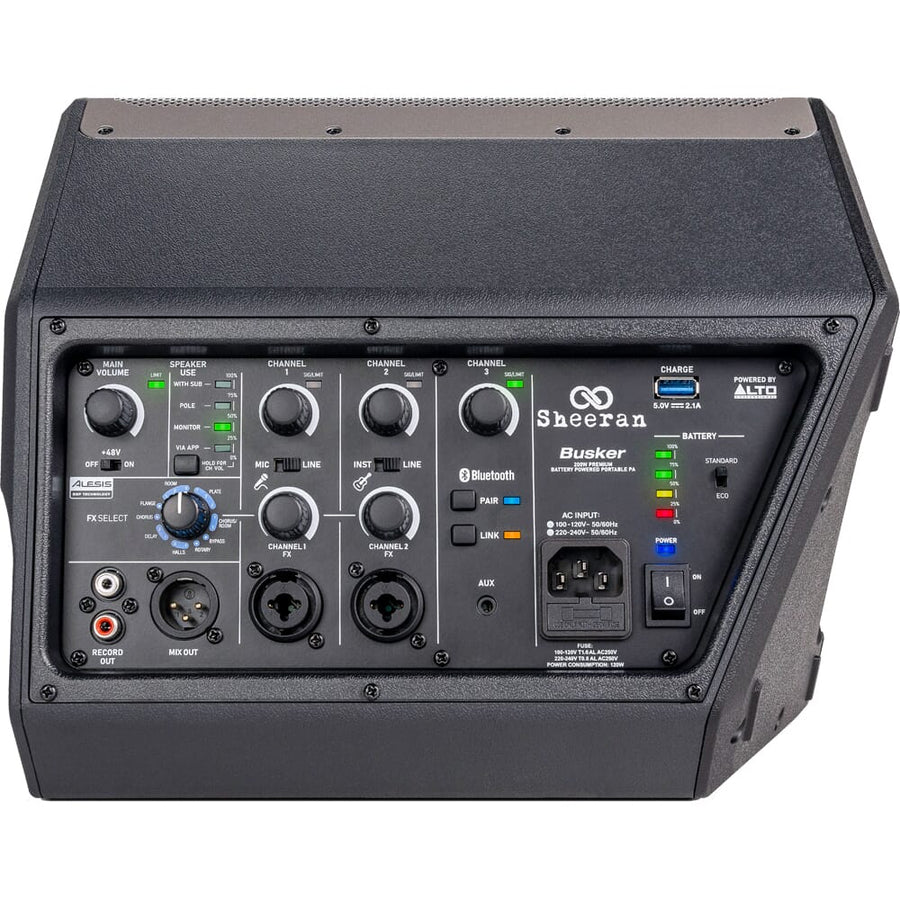 Alto Sheeran Loopers Special Edition Busker, Battery-Powered Speaker with Bluetooth and 3-Channel Built-In Mixer