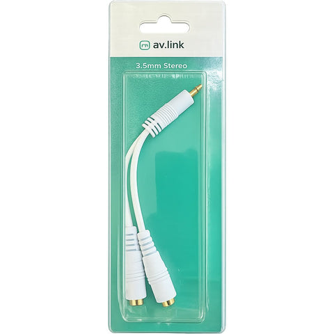 AV:Link Headphone Splitter Cable, 3.5mm Stereo MiniJack to Mono MiniJack socket (White)
