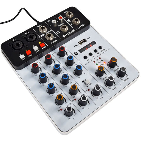 Citronic Q-PAD, 4-Channel Compact Mixer with USB & Bluetooth