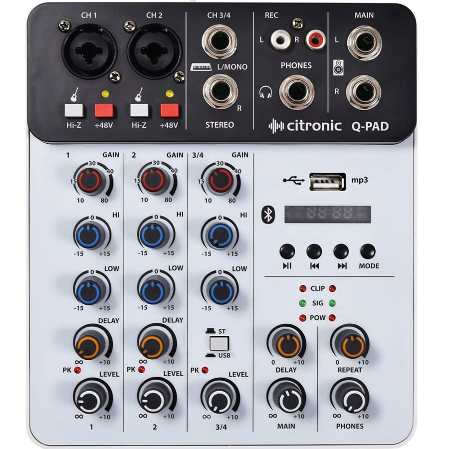 Citronic Q-PAD, 4-Channel Compact Mixer with USB & Bluetooth