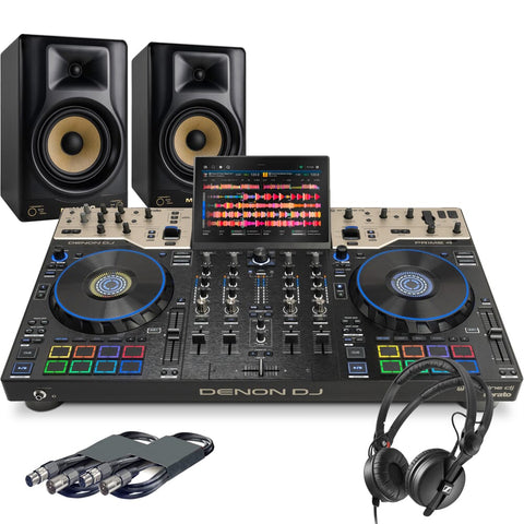 Denon DJ PRIME 4 G2, M-Audio Forty-Sixty Speakers & Sennheiser HD25 Headphones Bundle Deal