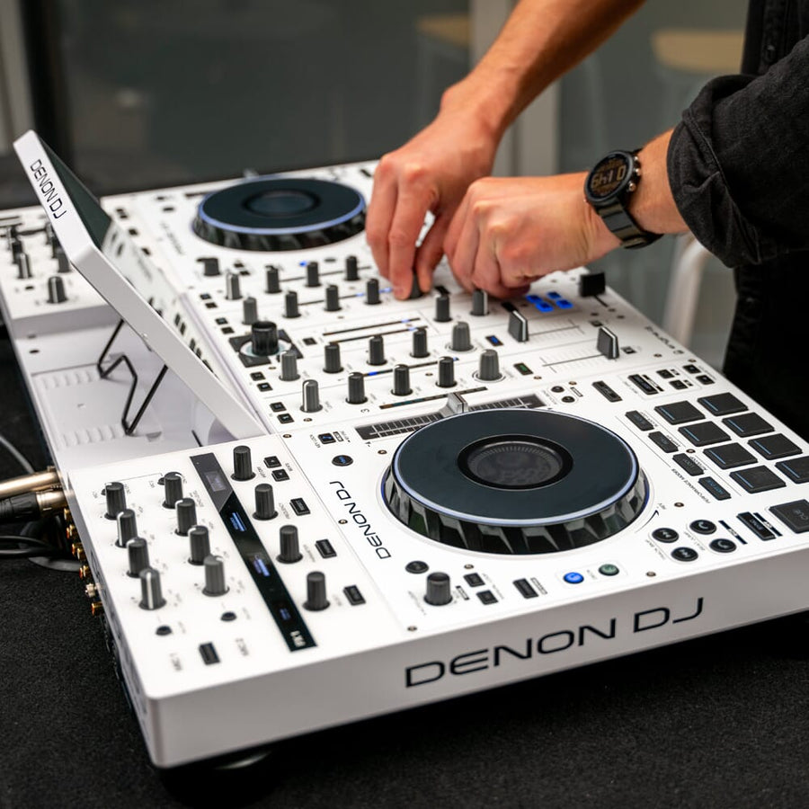 Denon DJ Prime 4+ White, 4 Channel Standalone DJ System with Amazon Music + Stems (Limited Edition)