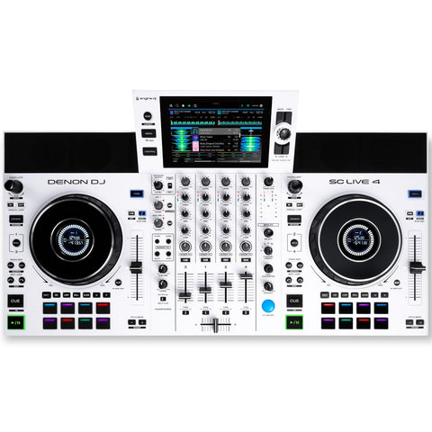 Denon DJ SC Live 4 WHITE, Standalone DJ Controller with Built-In Speakers, Amazon Music Streaming & Stems