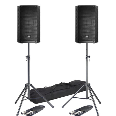 Electro-Voice ELX200-10P Active PA Speakers + Tripod Stands & Leads Bundle