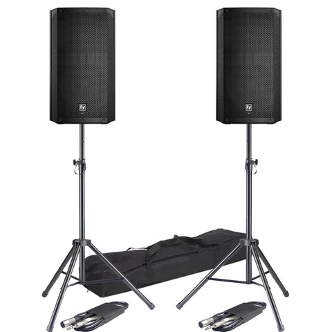 Electro-Voice ELX200-12P Active PA Speakers + Tripod Stands & Leads Bundle