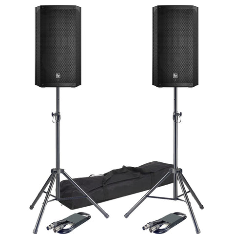 Electro-Voice ELX200-12P Active PA Speakers + Tripod Stands & Leads Bundle
