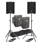 Electro-Voice Everse 8 Active PA Speakers, Rain Covers, Tripod Stands & Leads Weatherproof Bundle