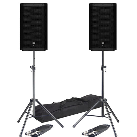 Electro-Voice ZLX-12P G2, Active PA Speakers + Stands & Leads Bundle