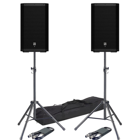 Electro-Voice ZLX-12P G2, Active PA Speakers + Stands & Leads Bundle