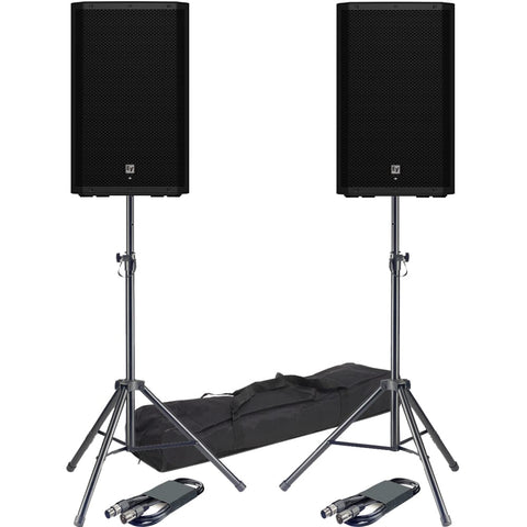 Electro-Voice ZLX-15P G2, Active PA Speakers + Stands & Leads Bundle