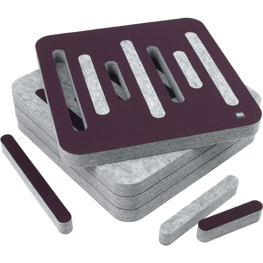 EQ Acoustics 'ColourPanel R5 3D' Deep Purple On Marle Grey Acoustic Tiles x4
