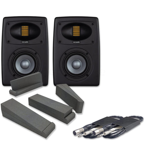 Eve Audio EXO 24 Active Studio Monitors (Pair) + Isolation Pads + Leads Bundle