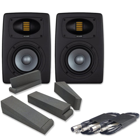 Eve Audio EXO 25 Active Studio Monitors (Pair) + Isolation Pads + Leads Bundle