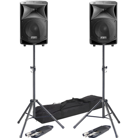 FBT JMaxX 114A, Active PA Speakers + Stands & Leads Bundle