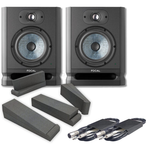 Focal Alpha 65 EVO Active Studio Monitors (Pair) + Isolation Pads & Leads Bundle