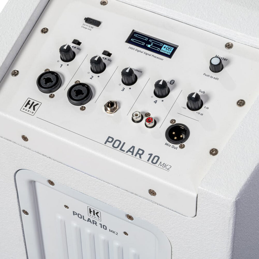 HK Audio Polar 10 MK2 (White) Bluetooth Column PA System + Transport Covers (1000w RMS)