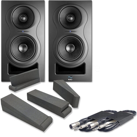 Kali Audio IN-5 Black Active Studio Monitors, Isolation Pads & Leads Bundle