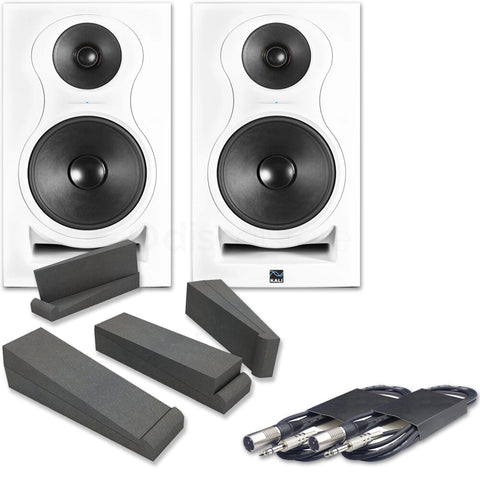 Kali Audio IN-8 White (Pair) + Isolation Pads & Leads Bundle