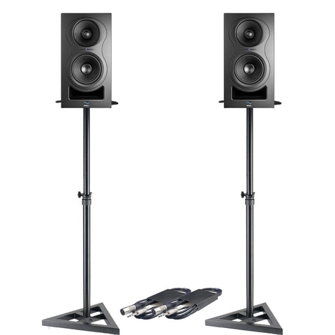 Kali Audio IN-5 Black (Pair) + Monitor Stands + Leads Bundle