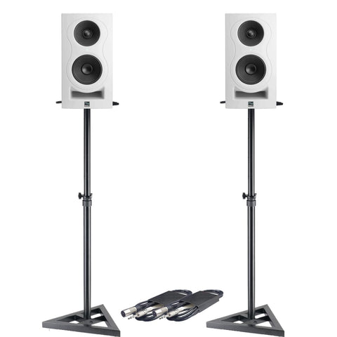 Kali Audio IN-5 White (Pair) + Monitor Stands + Leads Bundle