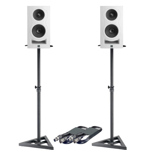 Kali Audio IN-5 White (Pair) + Monitor Stands + Leads Bundle