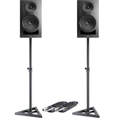 Kali Audio IN-8 Black (Pair) + Monitor Stands + Leads Bundle