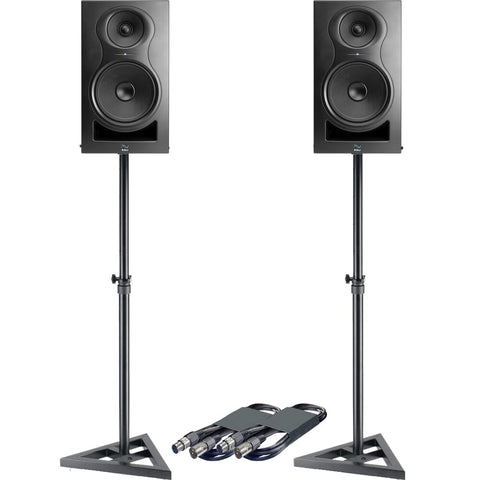 Kali Audio IN-8 Black (Pair) + Monitor Stands + Leads Bundle