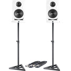 Kali Audio IN-8 White (Pair) + Monitor Stands + Leads Bundle