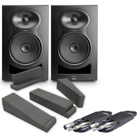 Kali Audio LP6 V2 Black (Pair) + Isolation Pads & Leads Bundle