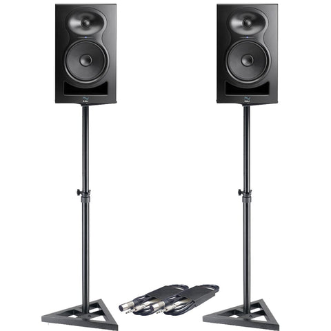 Kali Audio LP6 V2 Black (Pair) + Monitor Stands + Leads Bundle