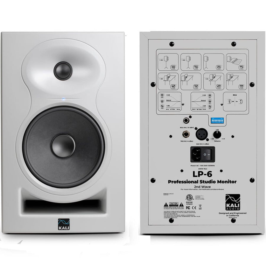 Kali Audio LP6 V2 White (Pair) + Isolation Pads & Leads Bundle