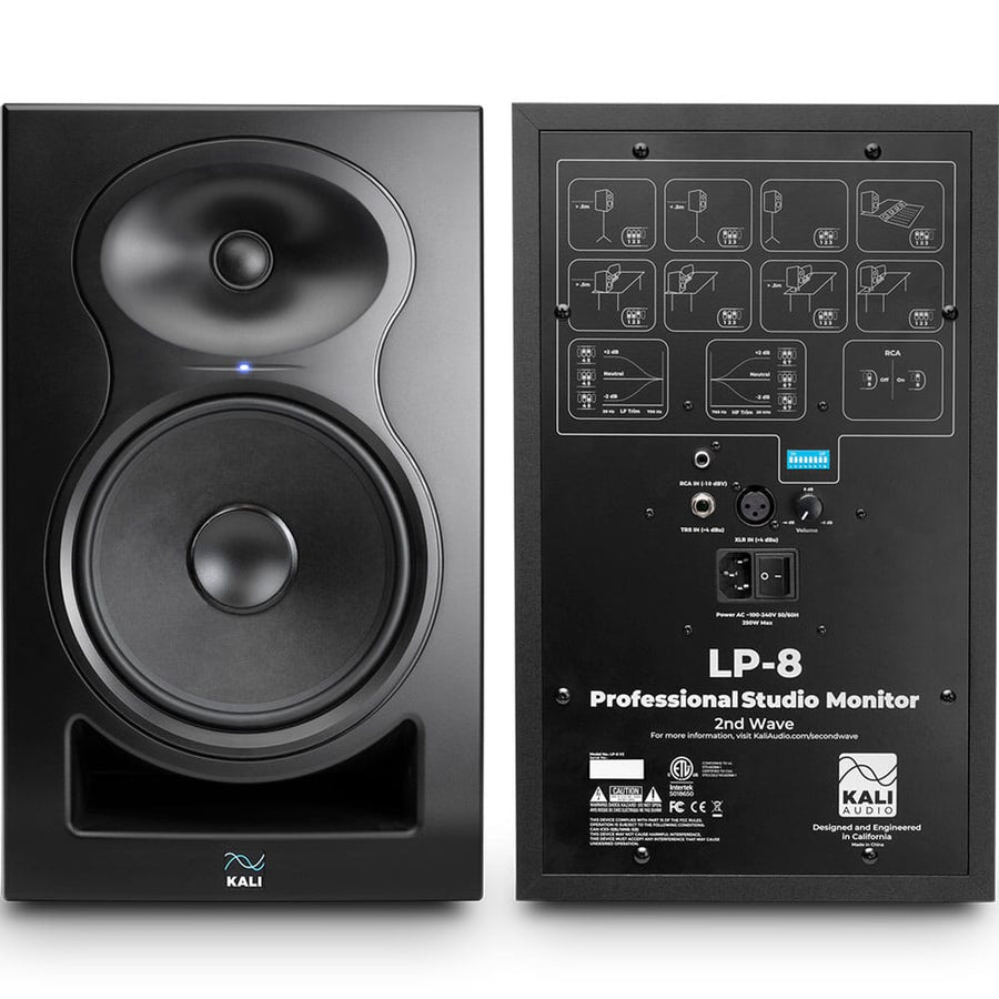 Kali Audio LP8 V2 Black (Pair) + Isolation Pads & Leads Bundle