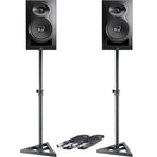 Kali Audio LP8 V2 Black (Pair) + Monitor Stands + Leads Bundle