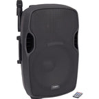 Kam RZ15AP, Portable PA with Media Player, USB & SD Card Input + VHF Dual Microphones & Bluetooth (Single - 300W RMS)