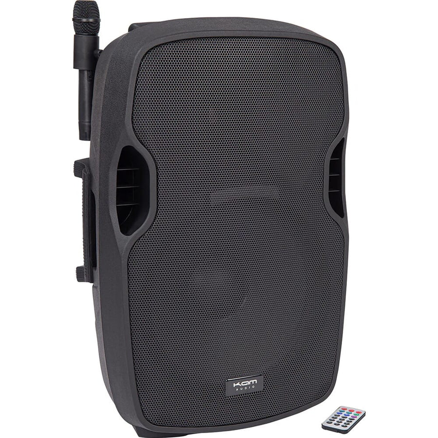 Kam RZ15AP, Portable PA with Media Player, USB & SD Card Input + VHF Dual Microphones & Bluetooth (Single - 300W RMS)