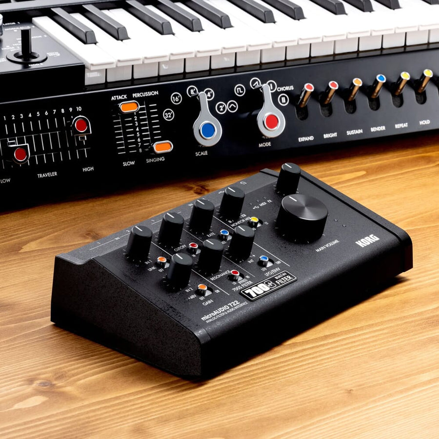 Korg microAUDIO 722, 24-bit, USB-C, 2-In/2-Out Audio Interface with MIDI & Analog Filter + Ableton Live Lite & Komplete Select