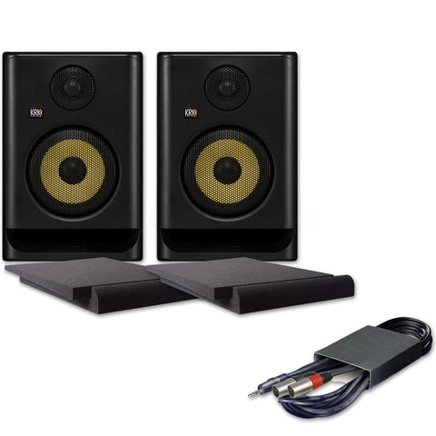 KRK Rokit RP5 G5 (Pair) + Isolation Pads & Leads Bundle