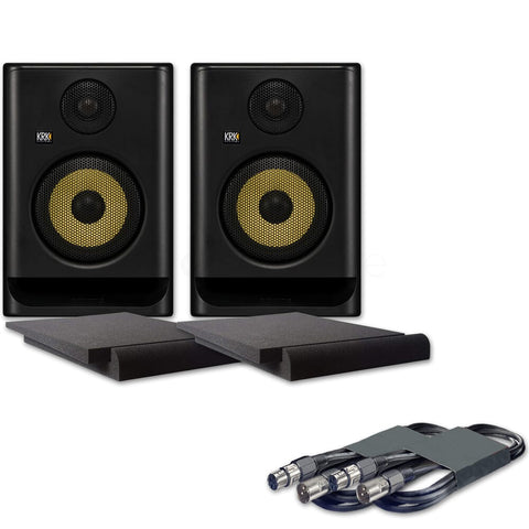 KRK Rokit RP5 G5 (Pair) + Isolation Pads & Leads Bundle