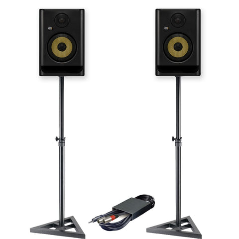 KRK Rokit RP5 G5 (Pair) + Monitor Stands + Leads Bundle